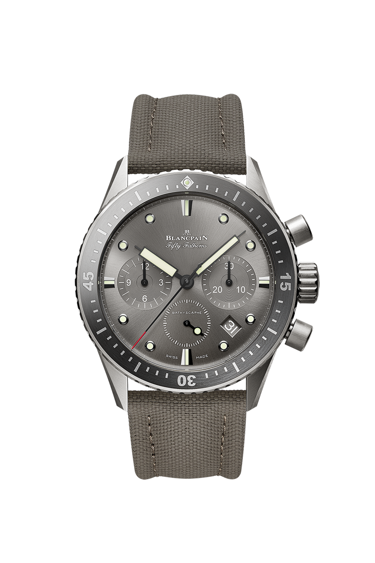 Unworn Blancpain Fifty Fathoms Bathyscaphe Chronographe Flyback, Titanium, 43mm, Ref# 5200-1210-G52A