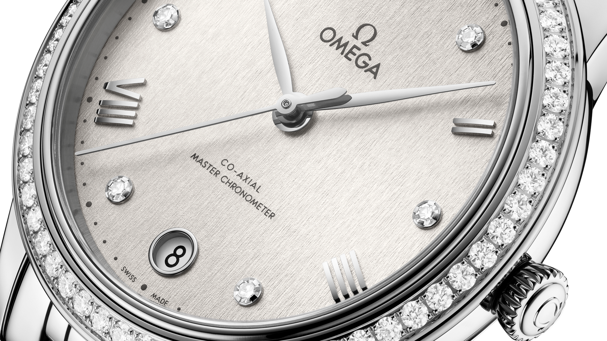 Unworn, Omega De Ville Prestige, Stainless Steel and Diamond-set, 34 mm, Ref# 434.15.34.20.52.001, Date