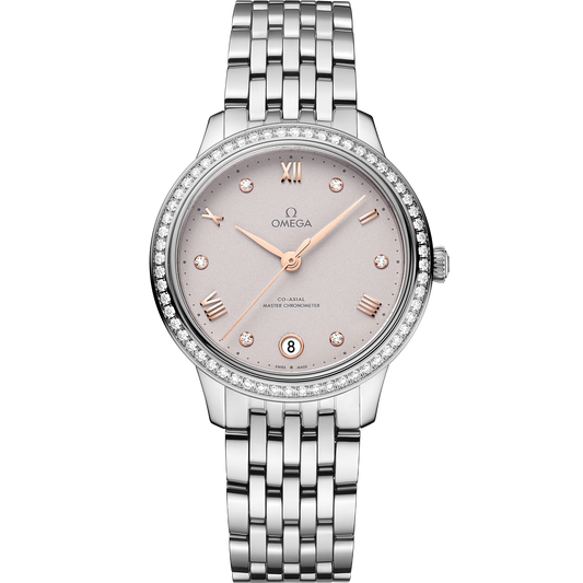 Unworn, Omega De Ville Prestige, Stainless Steel and Diamond-set, 34 mm, Ref# 434.15.34.20.52.002