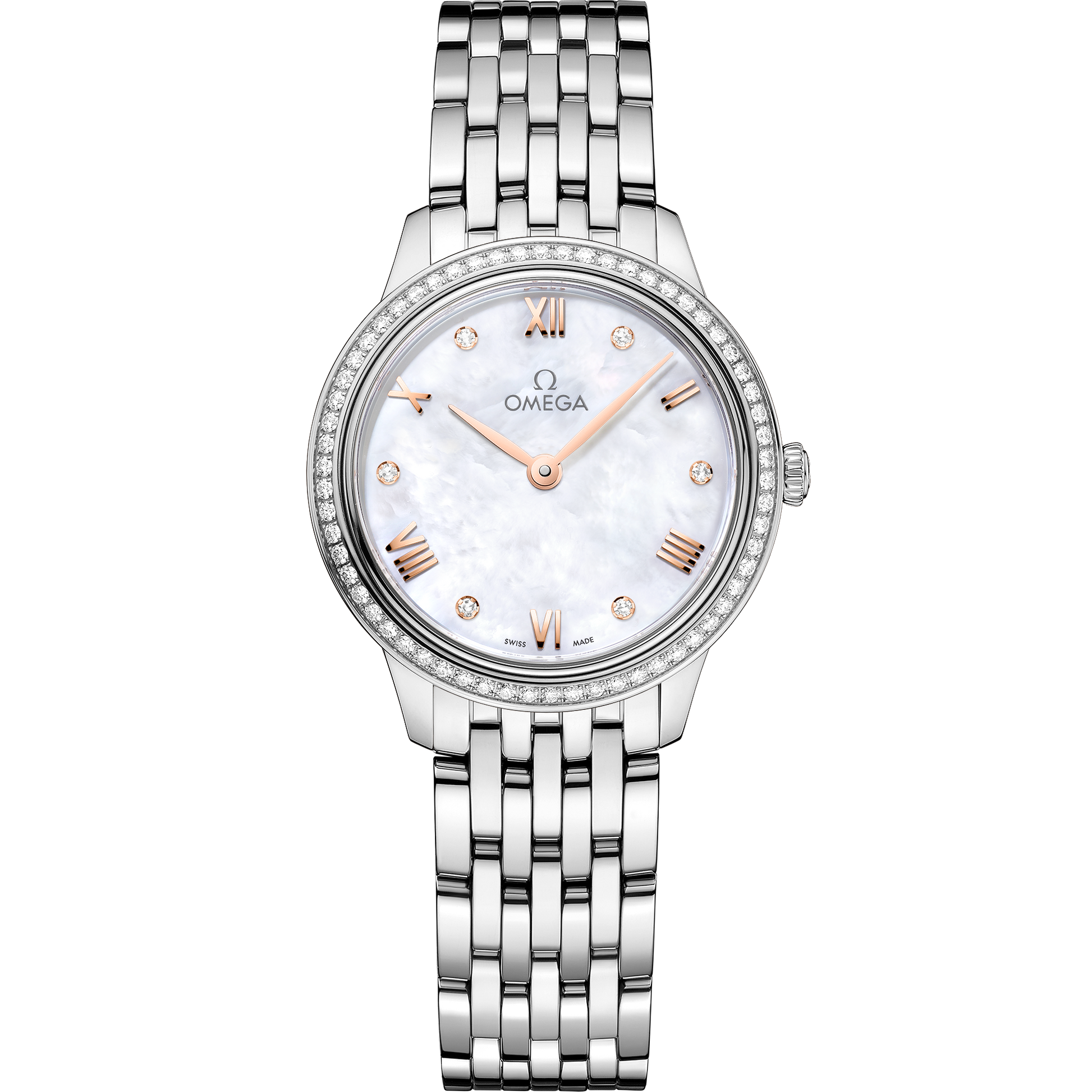 Unworn, Omega De Ville Prestige, Stainless Steel and Diamond-set, 27.5 mm, Quartz, Ref# 434.15.28.60.55.001