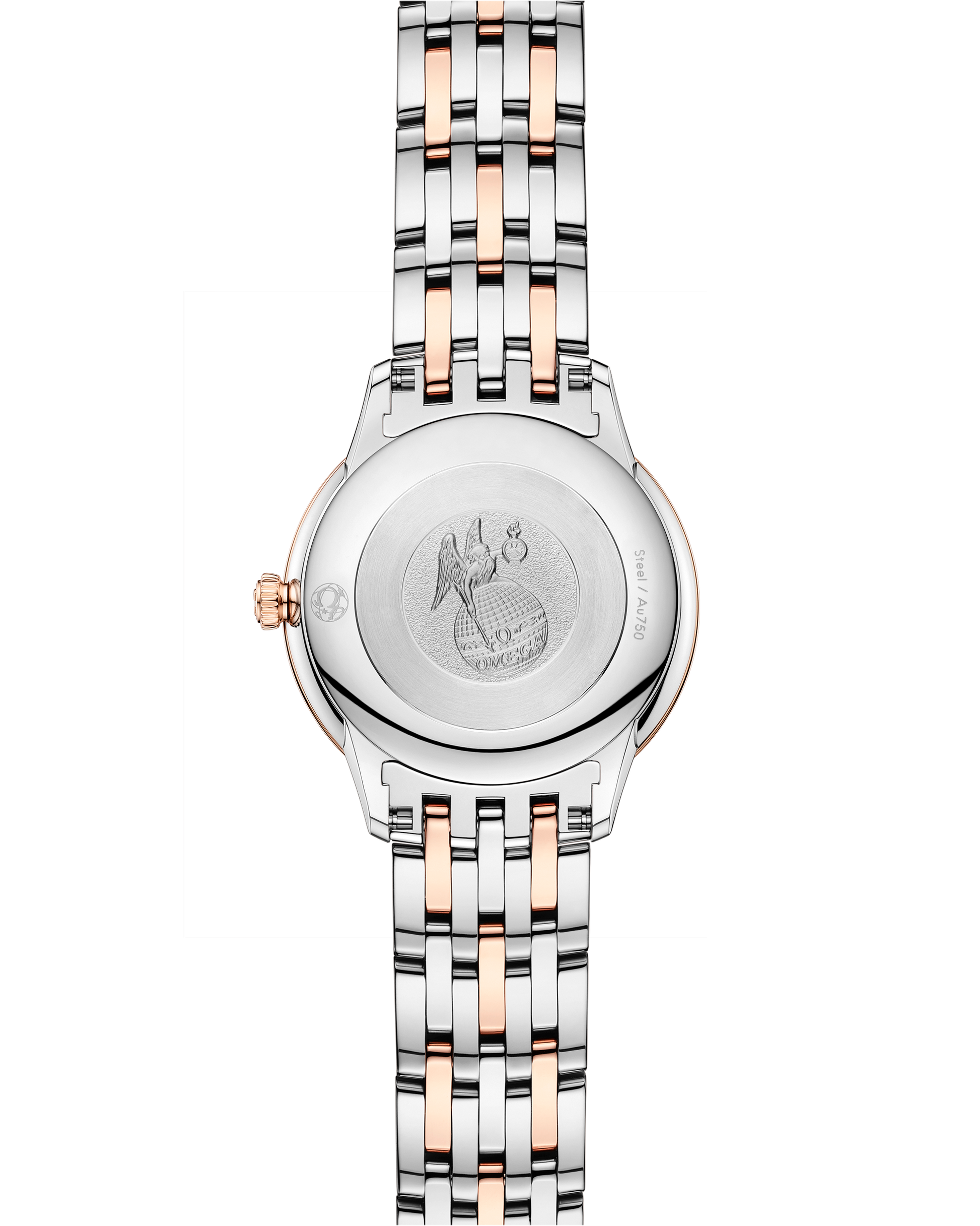 Unworn, Omega De Ville Prestige, 18k Sedna™ Gold, Stainless Steel and Diamond-set, 27.5 mm, Quartz, Ref# 434.25.28.60.52.001, Back