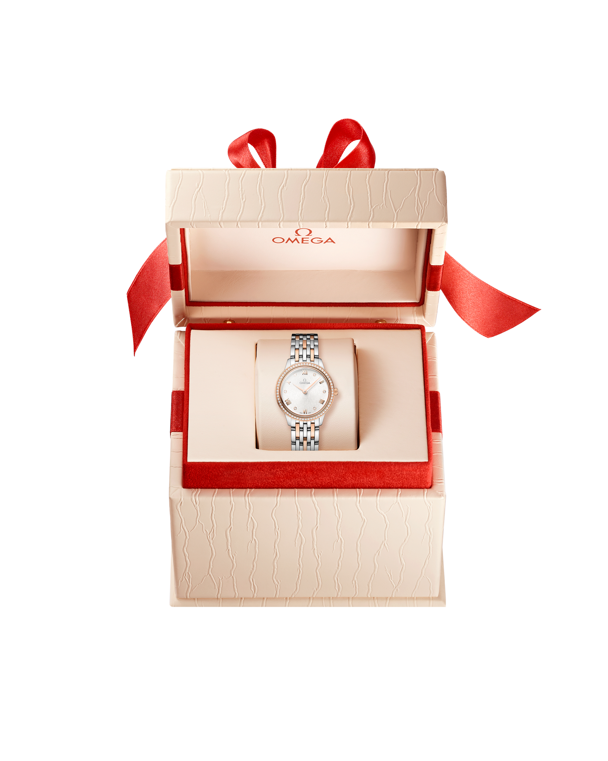 Unworn, Omega De Ville Prestige, 18k Sedna™ Gold, Stainless Steel and Diamond-set, 27.5 mm, Quartz, Ref# 434.25.28.60.52.001, Watch in box