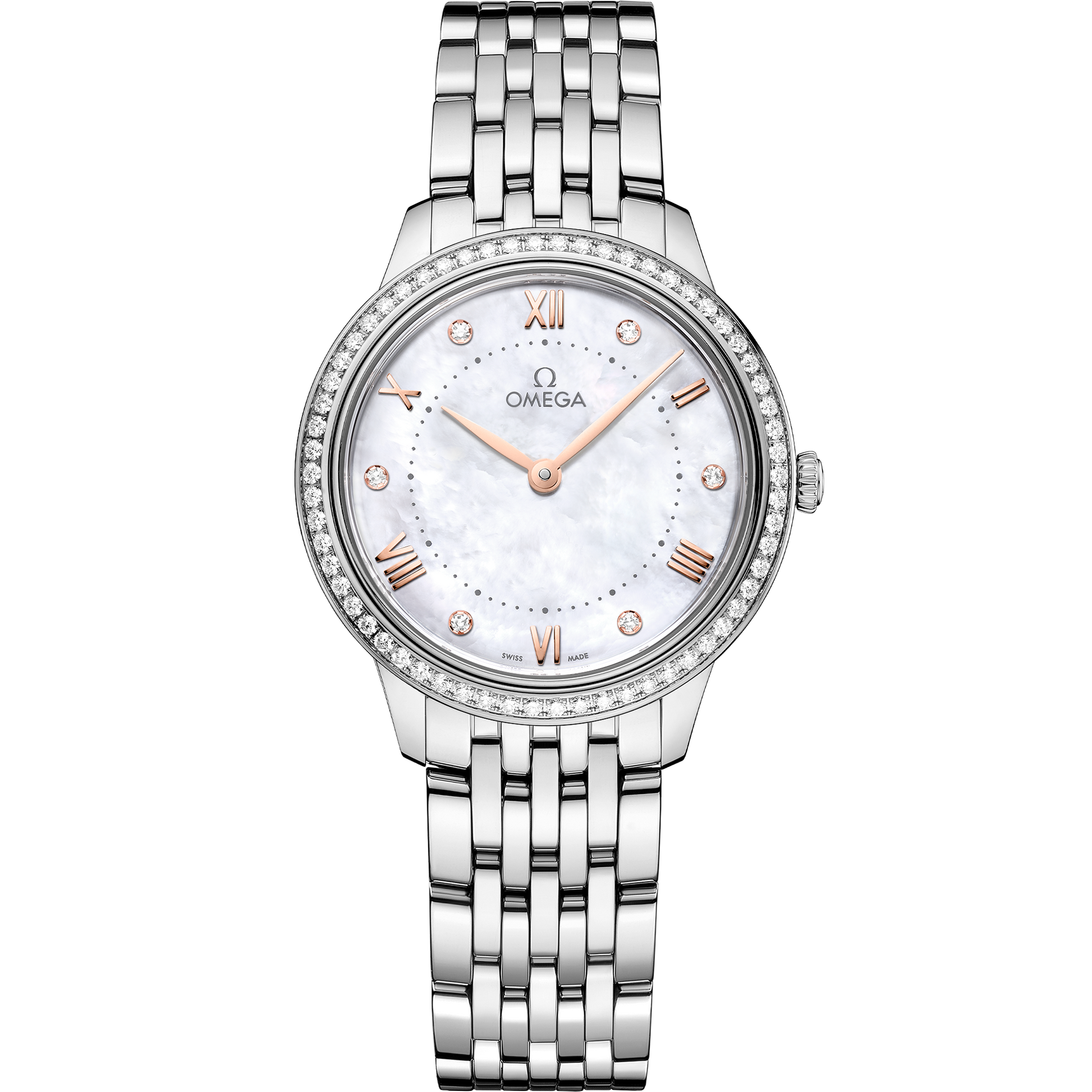 Unworn, Omega De Ville Prestige, Stainless Steel and Diamond-set, 30mm, Quartz, Ref# 434.15.30.60.55.001