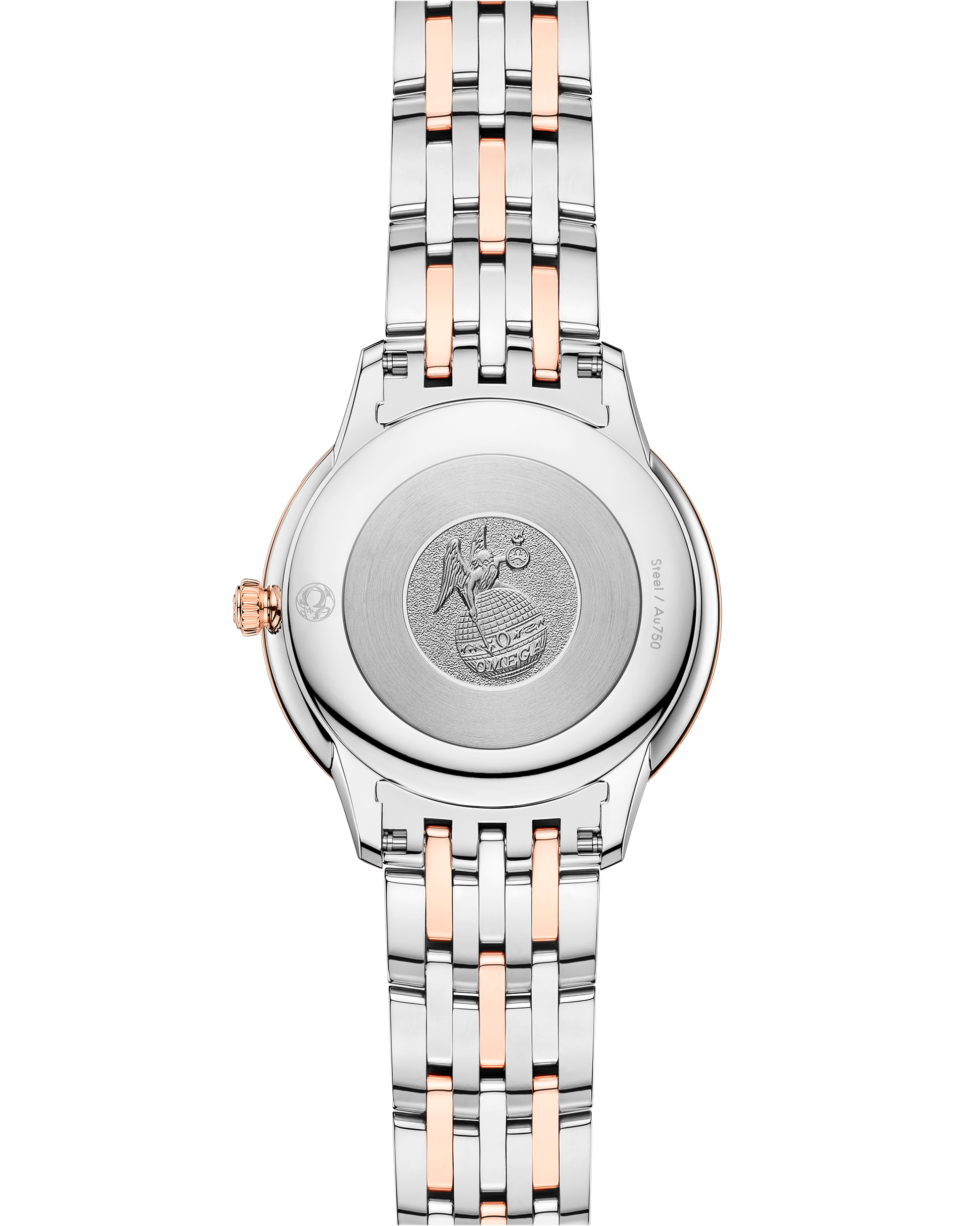 Unworn, Omega De Ville Prestige, Stainless Steel, 18k Sedna™ Gold and Diamond-set, 30 mm, Quartz, Ref# 434.25.30.60.55.001, Back