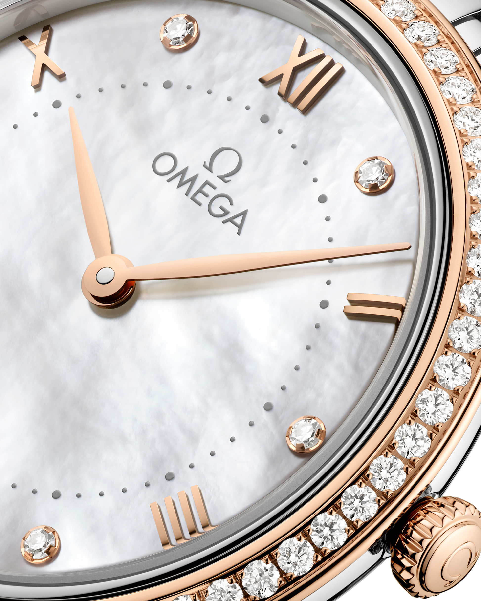 Unworn, Omega De Ville Prestige, Stainless Steel, 18k Sedna™ Gold and Diamond-set, 30 mm, Quartz, Ref# 434.25.30.60.55.001, Dial 1