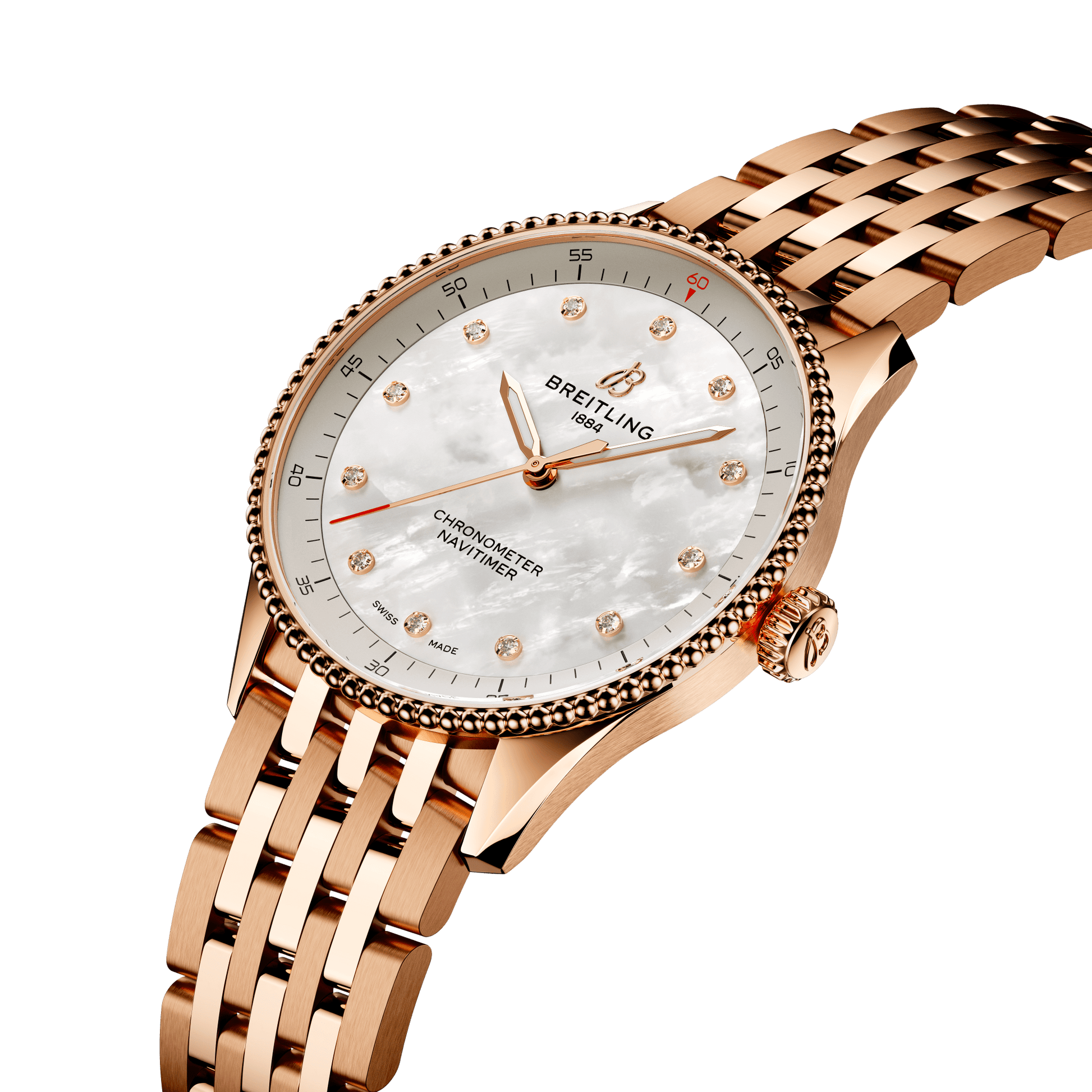 Breitling Navitimer 32, Small-scale traceable 18k Red Gold, Ref# R77320E61A1R1, Unworn 2024, Dial