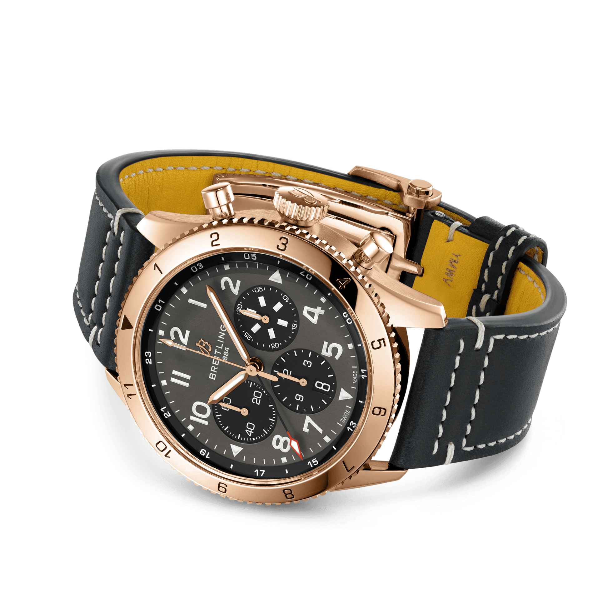 Breitling Classic AVI B04 Chronograph 46 P-51 Mustang, 18k Red Gold, Ref# RB04451A1B1X1, Unworn 2024, Main view