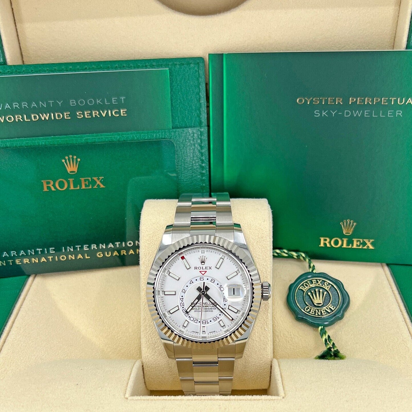 Rolex Sky-Dweller 42mm, Oystersteel and 18k White Gold, White dial, Oyster, Ref# 326934-0001