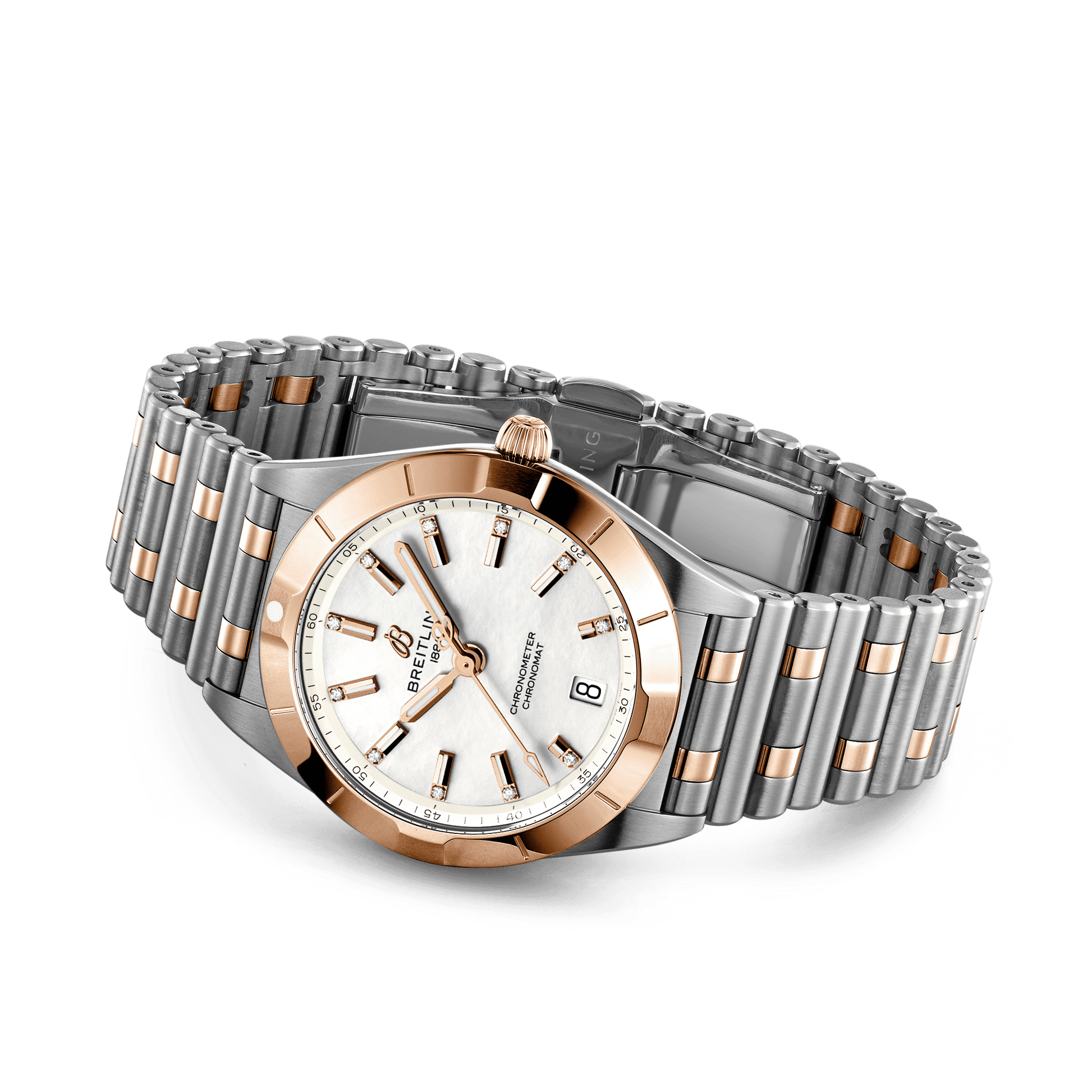 Breitling Chronomat 32, Stainless Steel, 18k Red Gold and 11 Diamonds, Ref# U77310101A2U1, Unworn 2024, Main view