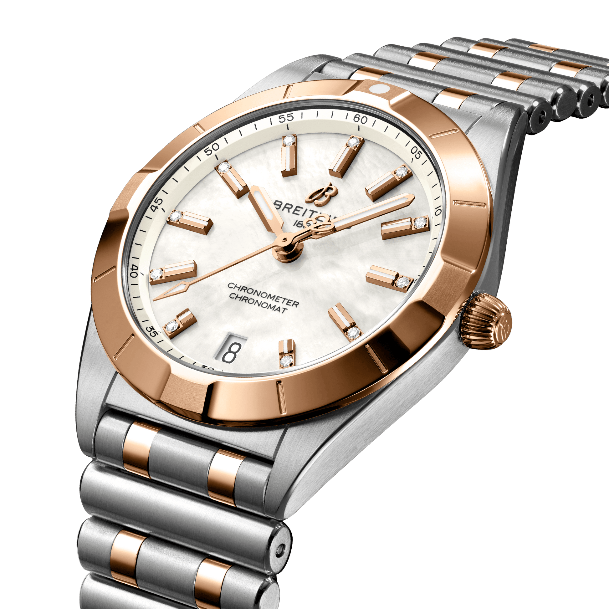 Breitling Chronomat 32, Stainless Steel, 18k Red Gold and 11 Diamonds, Ref# U77310101A2U1, Unworn 2024, Dial