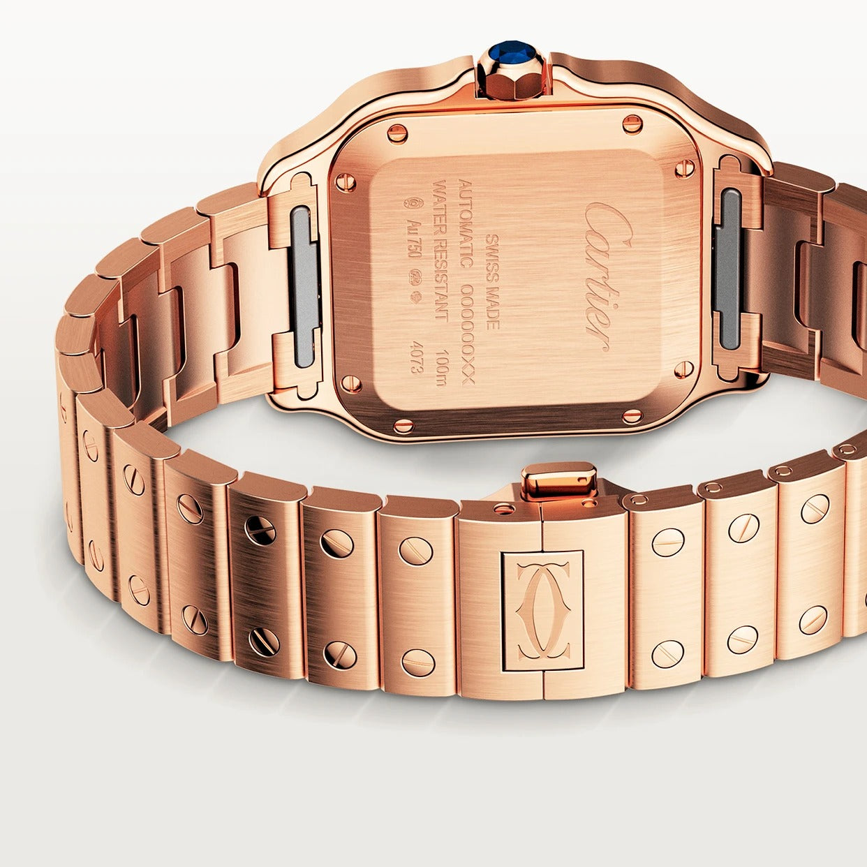 Unworn Cartier Santos de Cartier, 18k Rose Gold, 35.1mm, Ref# WGSA0031, Main view back