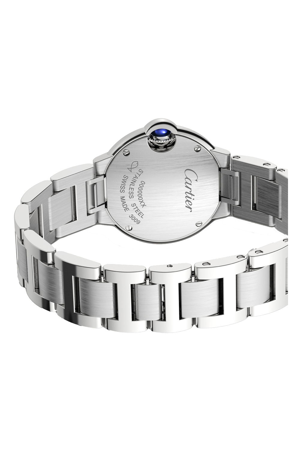 Unworn Cartier Ballon Bleu de Cartier, Stainless Steel and Diamonds, 28mm, Ref# W4BB0029, back