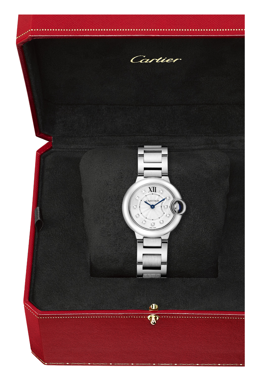 Unworn Cartier Ballon Bleu de Cartier, Stainless Steel and Diamonds, 28mm, Ref# W4BB0029, Watch in box