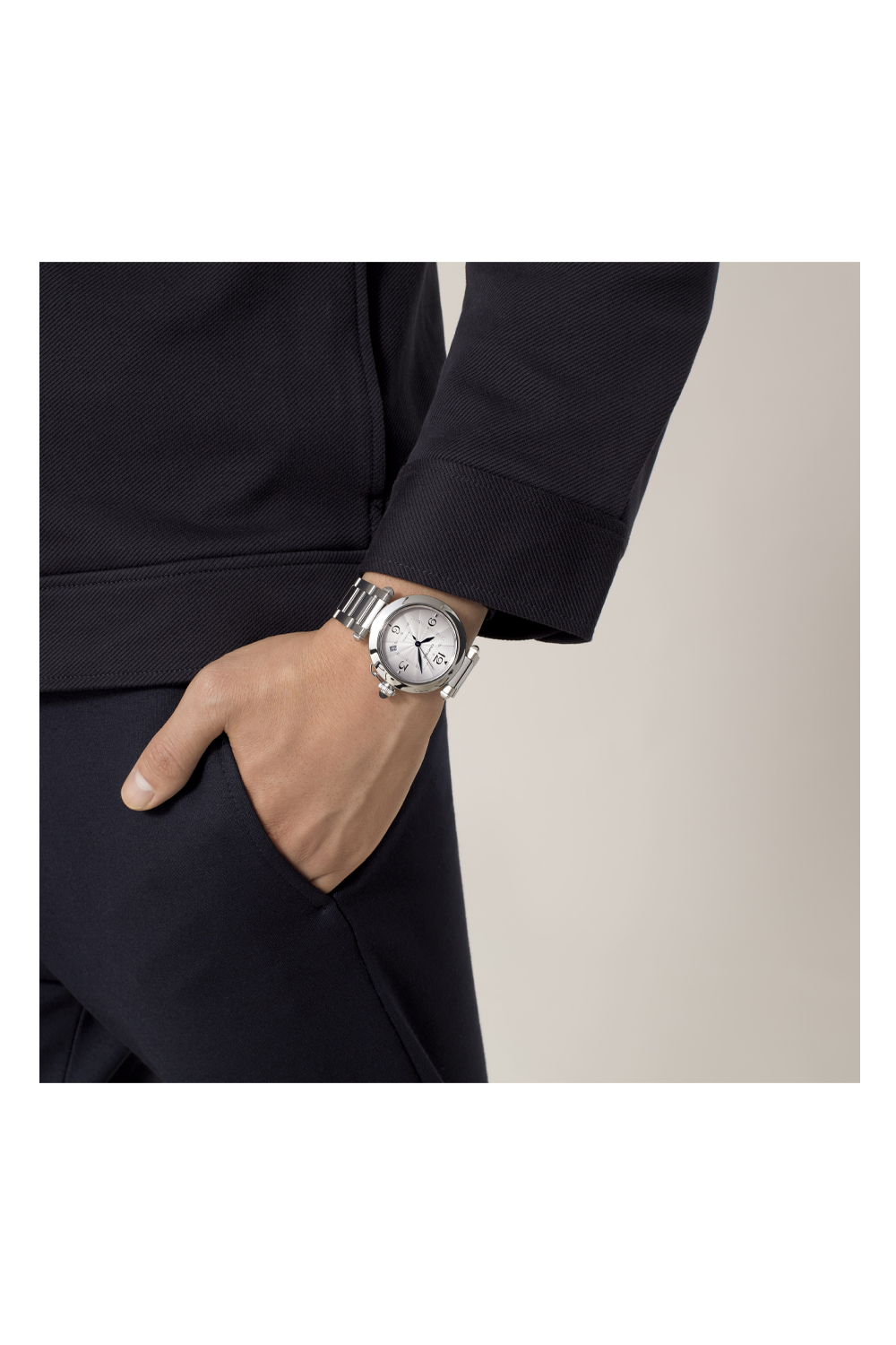 Unworn Cartier Pasha de Cartier, Stainless Steel, 41mm, Ref# WSPA0009, Watch on hand