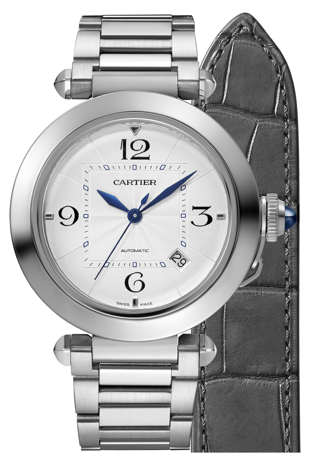 Unworn Cartier Pasha de Cartier, Stainless Steel, 41mm, Ref# WSPA0009, Watch with bracelet and strap