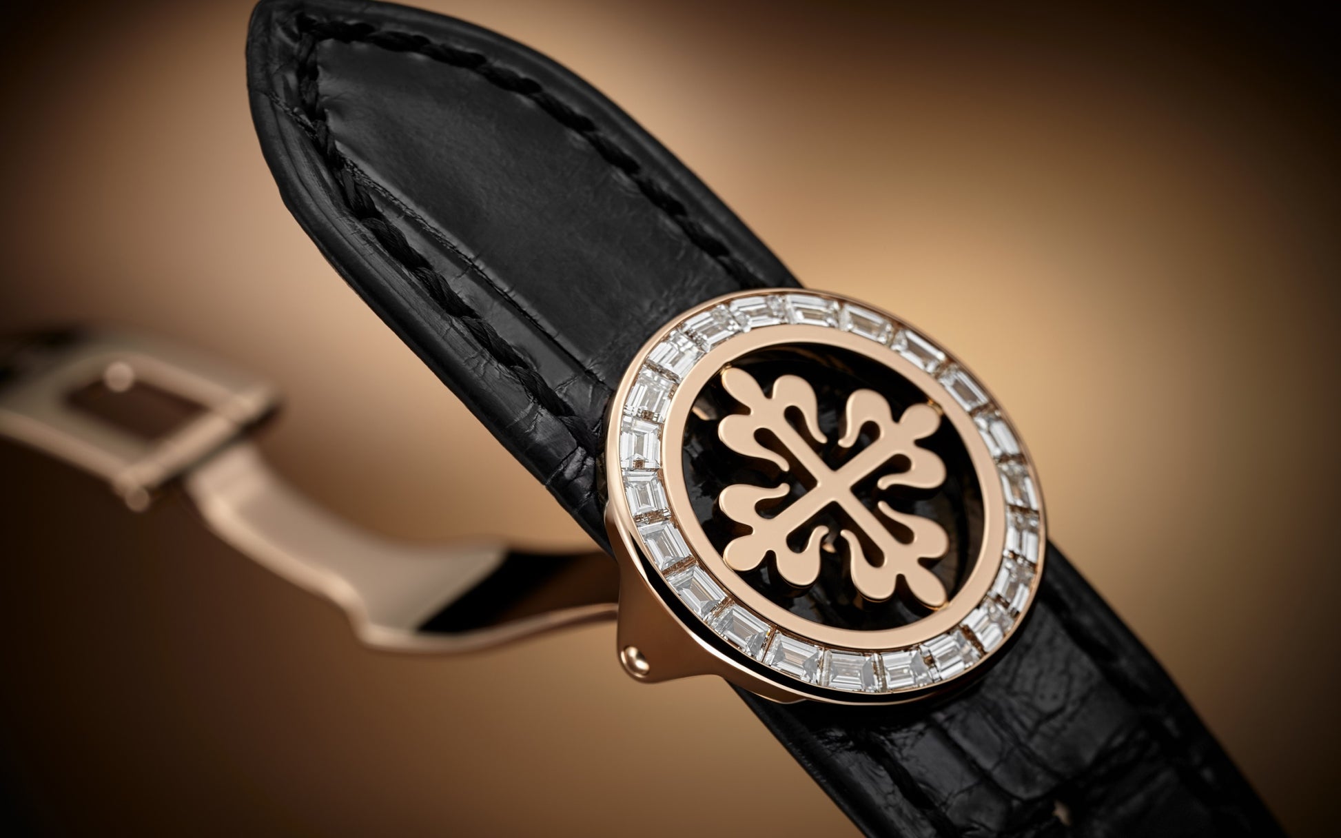 Patek Philippe Grand Complication, 18k Rose Gold set with baguette diamonds, 43mm, Ref# 5304/301R-001, Clasp