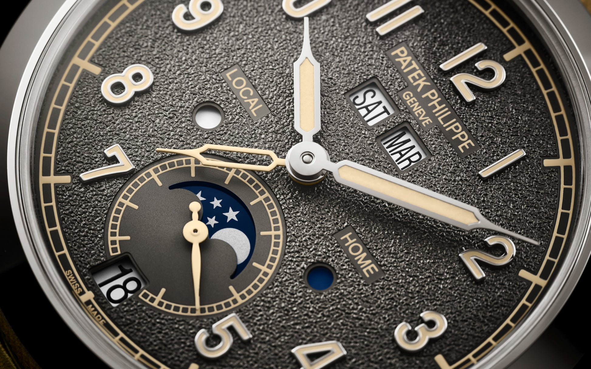 Patek Philippe Complication, 18k White Gold, Annual Calendar Travel Time 41mm, Ref# 5326G-001, Hands