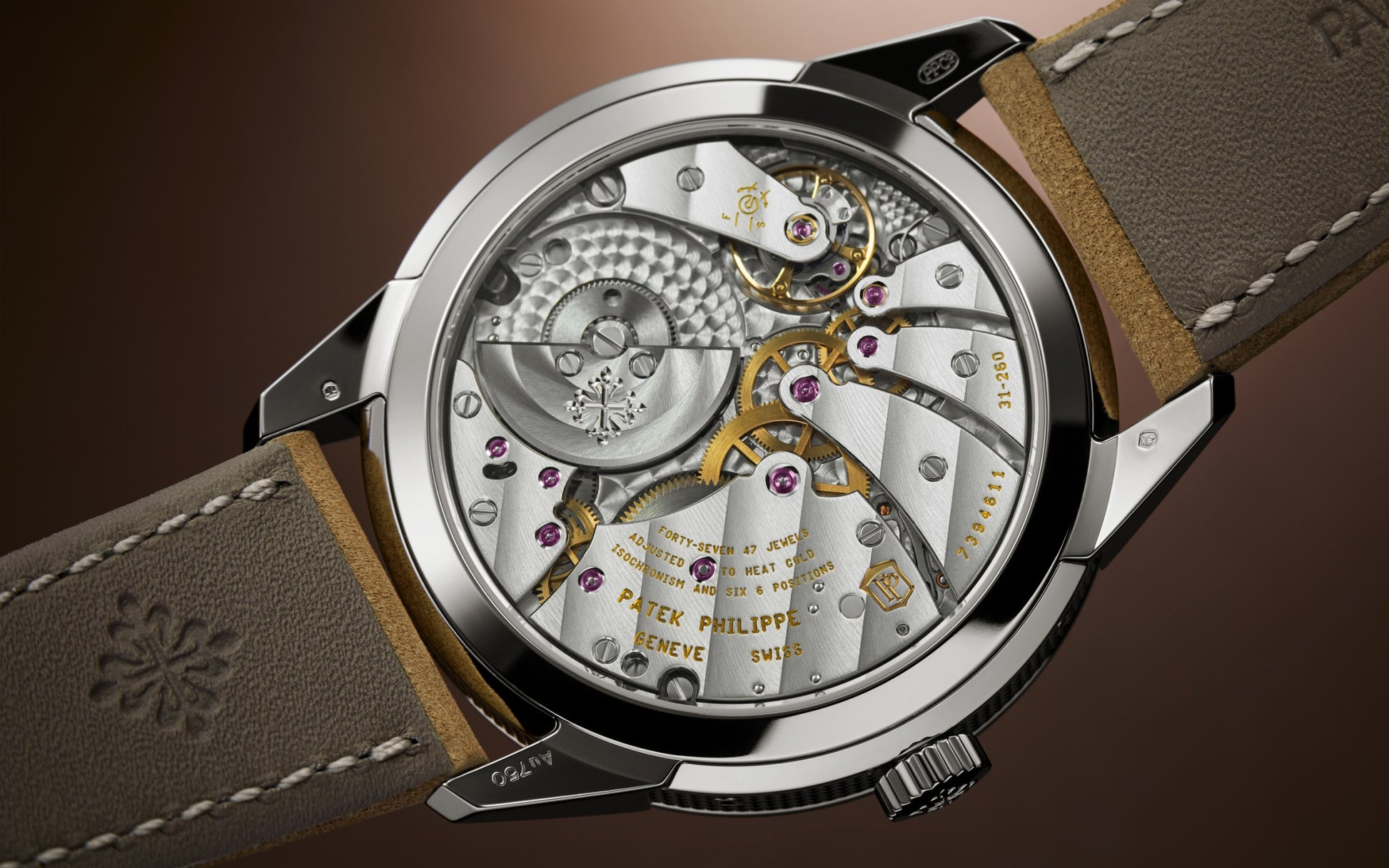 Patek Philippe Complication, 18k White Gold, Annual Calendar Travel Time 41mm, Ref# 5326G-001, Back