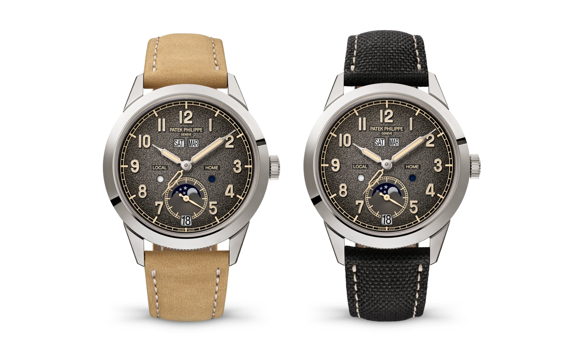 Patek Philippe Complication, 18k White Gold, Annual Calendar Travel Time 41mm, Ref# 5326G-001, Straps