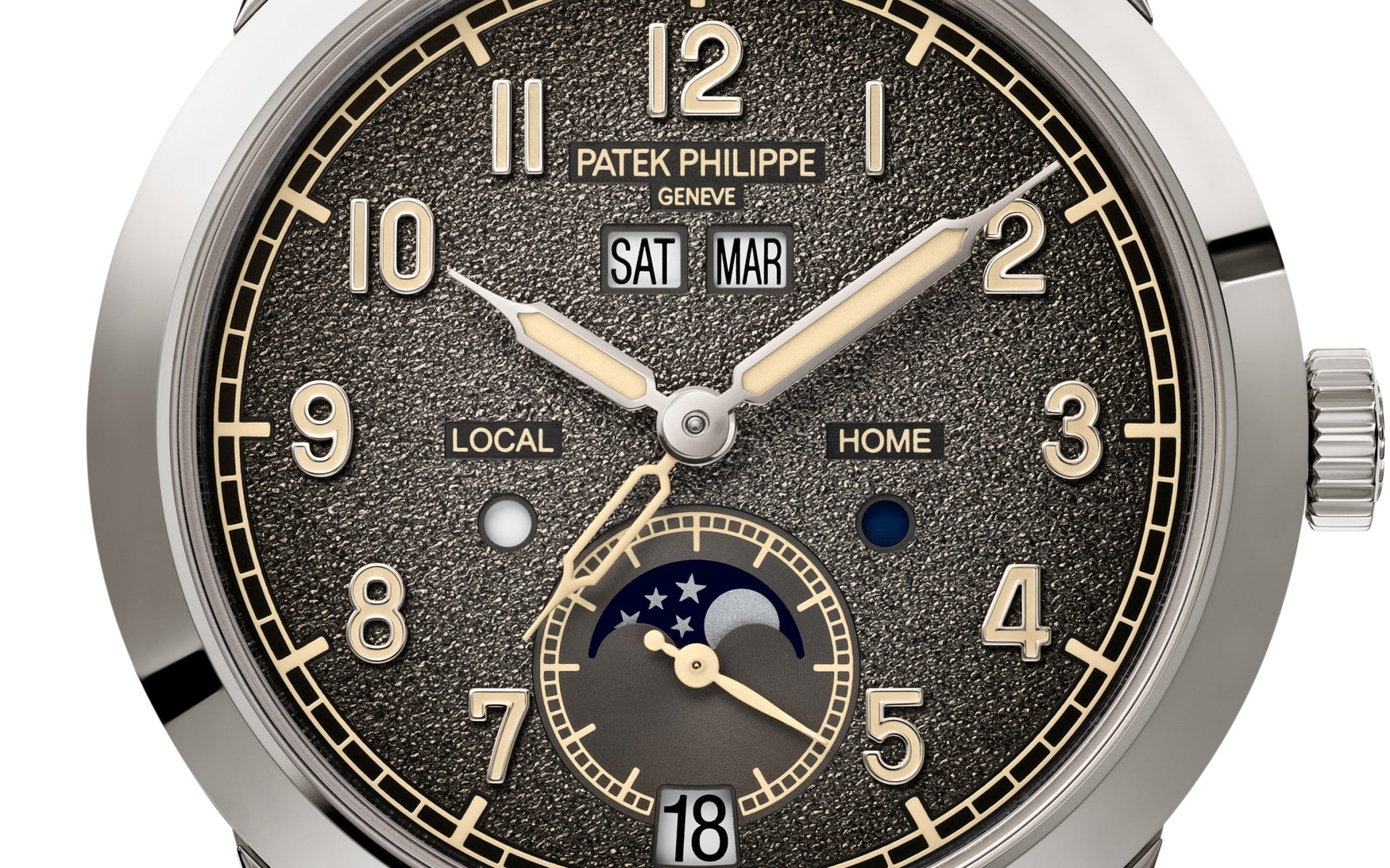 Patek Philippe Complication, 18k White Gold, Annual Calendar Travel Time 41mm, Ref# 5326G-001, Dial
