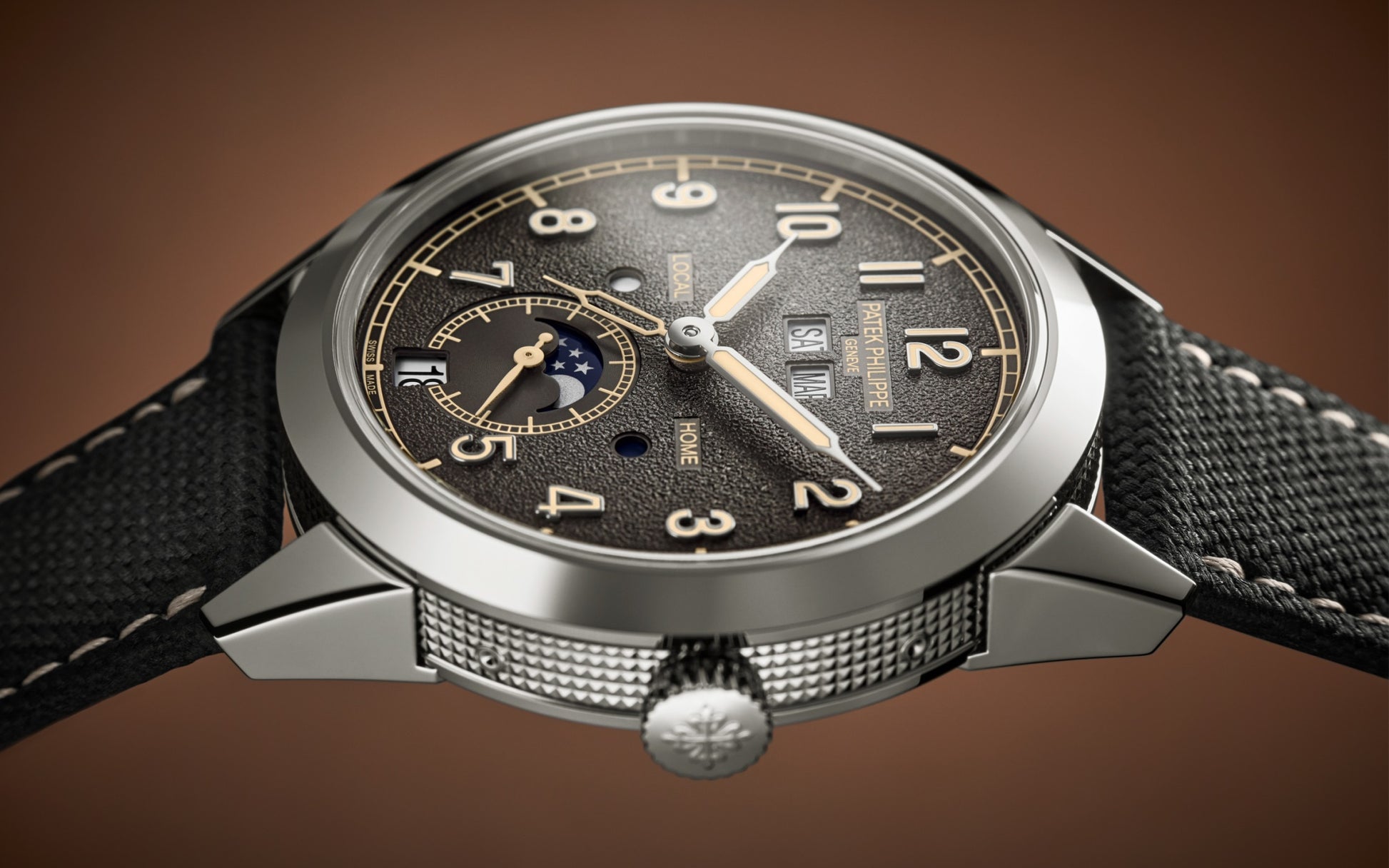 Patek Philippe Complication, 18k White Gold, Annual Calendar Travel Time 41mm, Ref# 5326G-001, Crown