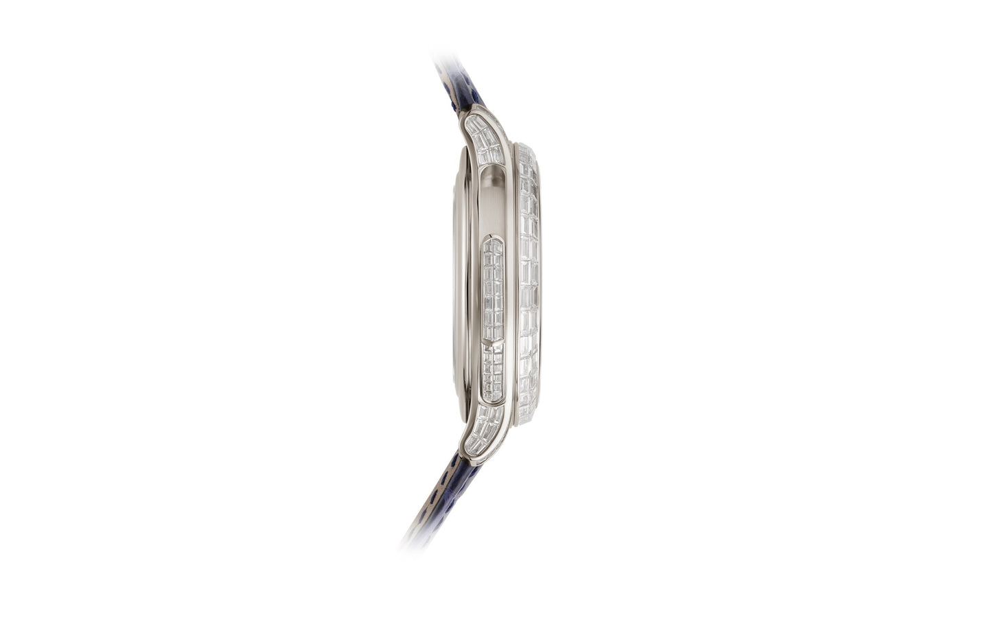 Patek Philippe Grand Complication, Platinum set with baguette diamonds and sapphires, 42mm, Ref# 5374/300P-001, Left