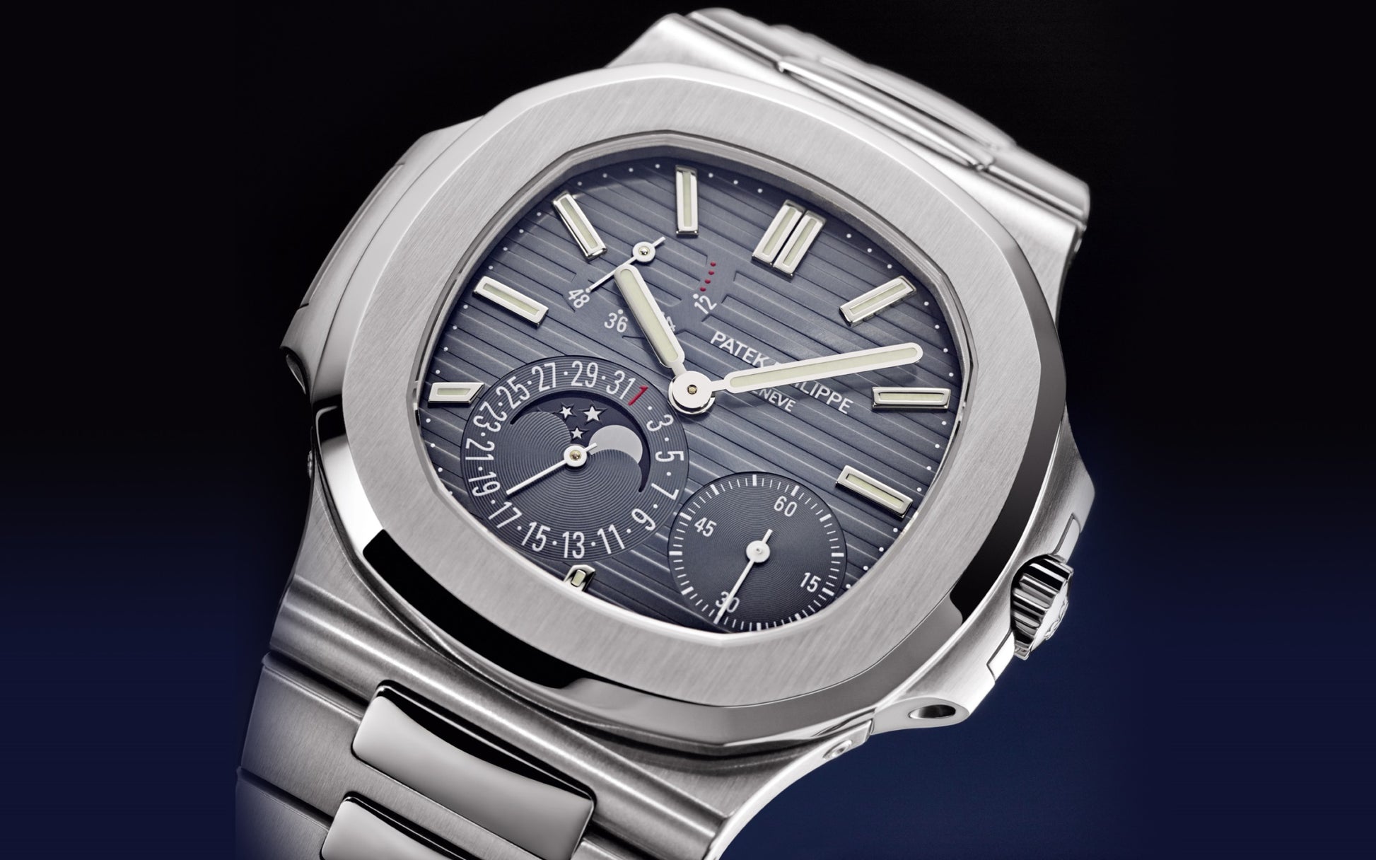Patek Philippe Nautilus Date, Moon Phases Watch, Stainless