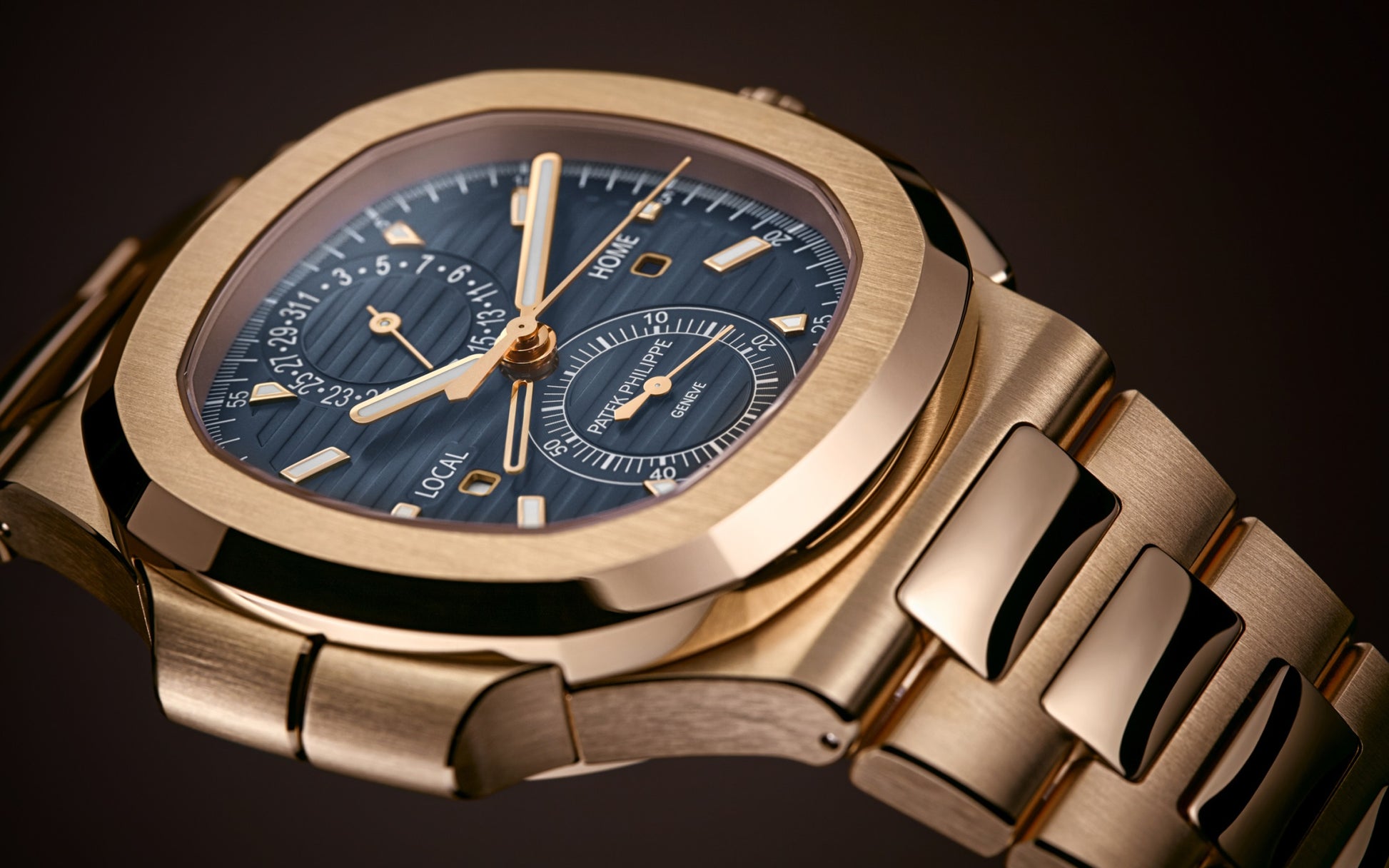 Patek Philippe Nautilus Travel Time Chronograph Watch, 18k Rose Gold, 40,5 mm, Ref# 5990/1R-001, Side