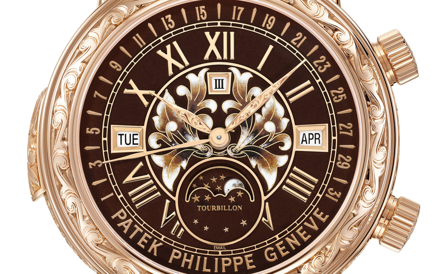 Patek Philippe Grand Complication, 18k Rose Gold, 44mm, Sky Moon Tourbillon Ref# 6002R-001, Dial