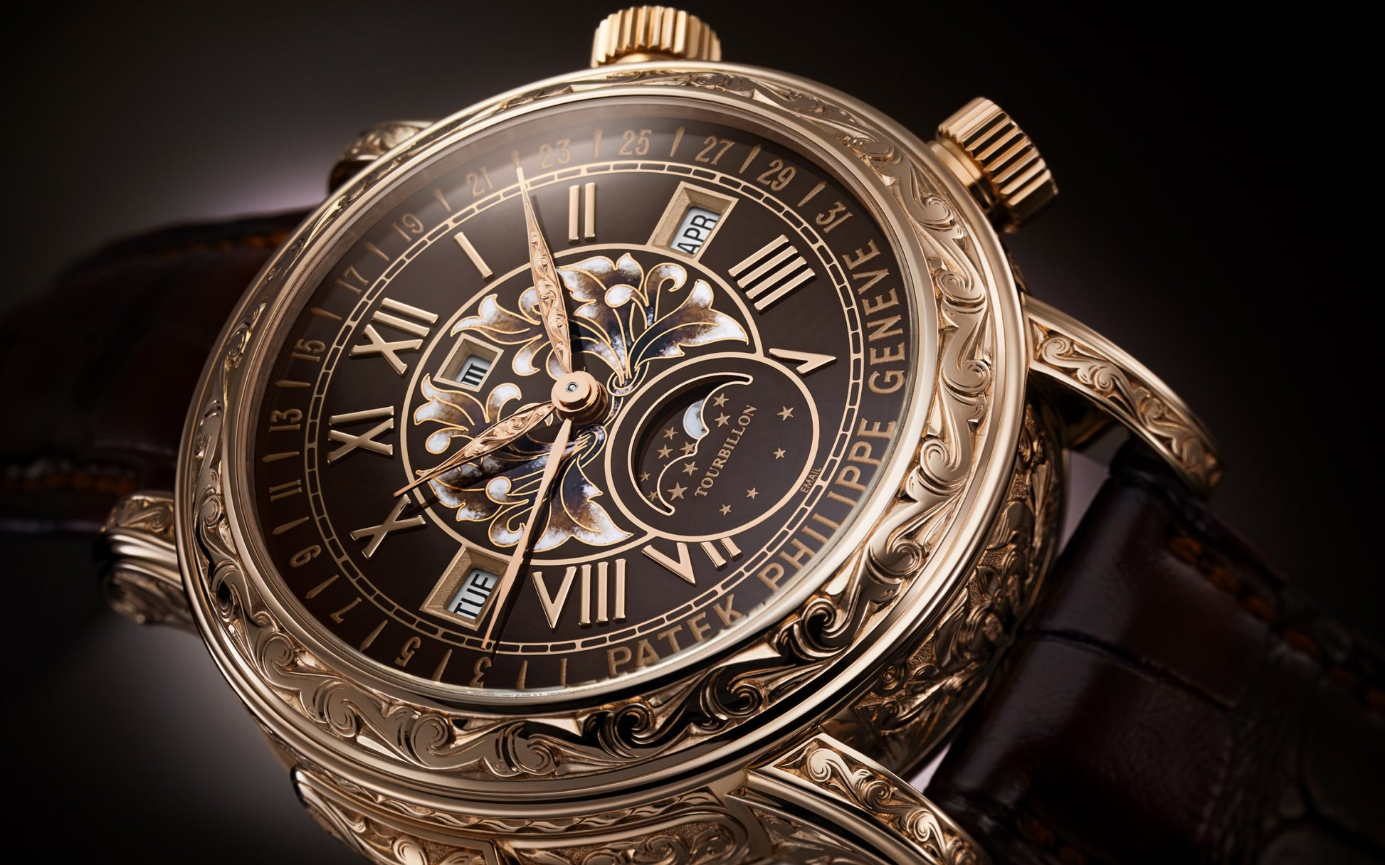 Patek Philippe Grand Complication, 18k Rose Gold, 44mm, Sky Moon Tourbillon Ref# 6002R-001, Side