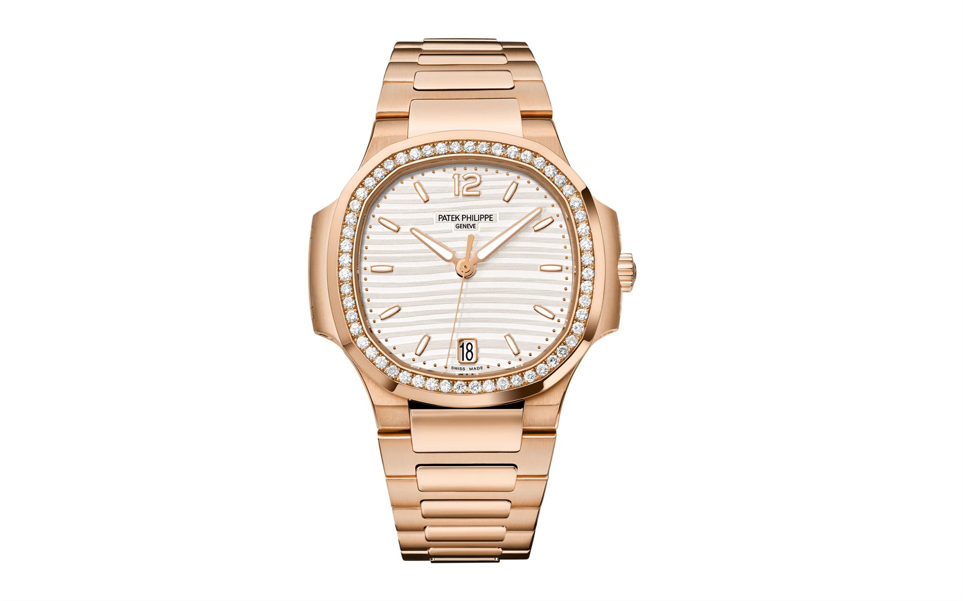 Patek Philippe Nautilus Ladies Automatic Watch, 18k Rose Gold and Diamonds, 35,2mm, Ref# 7118/1200R-001, 1
