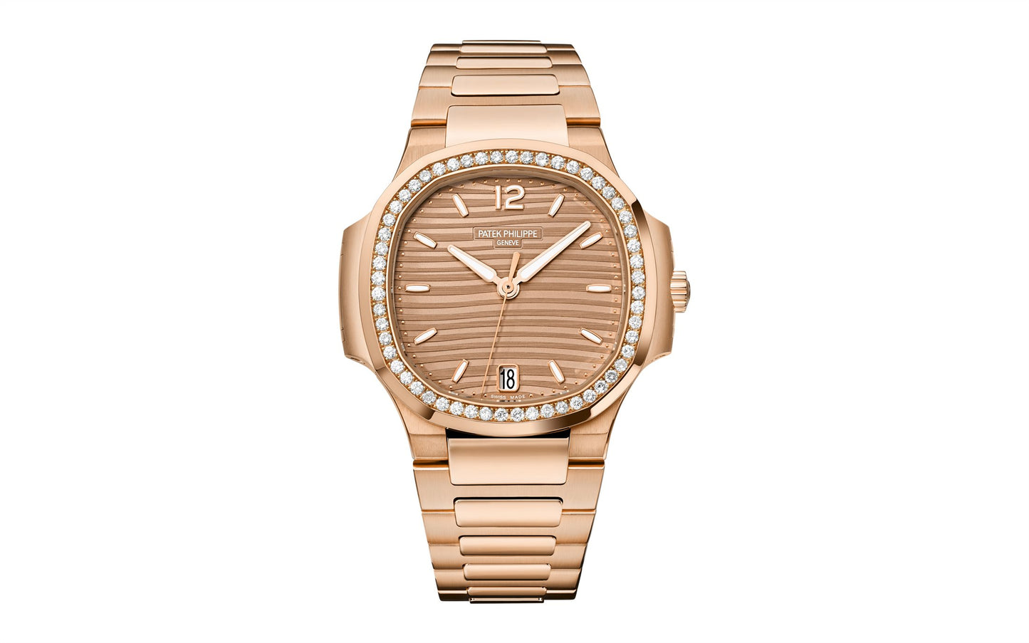 Patek Philippe Nautilus Ladies Automatic Watch, 18k Rose Gold and Diamonds, 35,2mm, Ref# 7118/1200R-010, 1