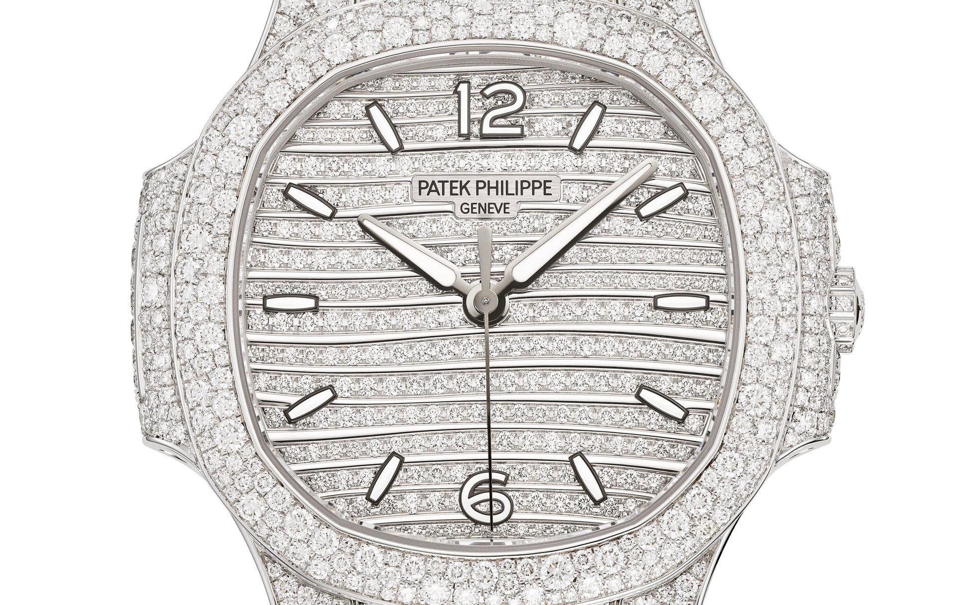 Patek Philippe Nautilus Haute Joaillerie Ladies Automatic Watch, 18K White Gold and Diamonds, 35,2mm, Ref# 7118/1450G-001, Dial