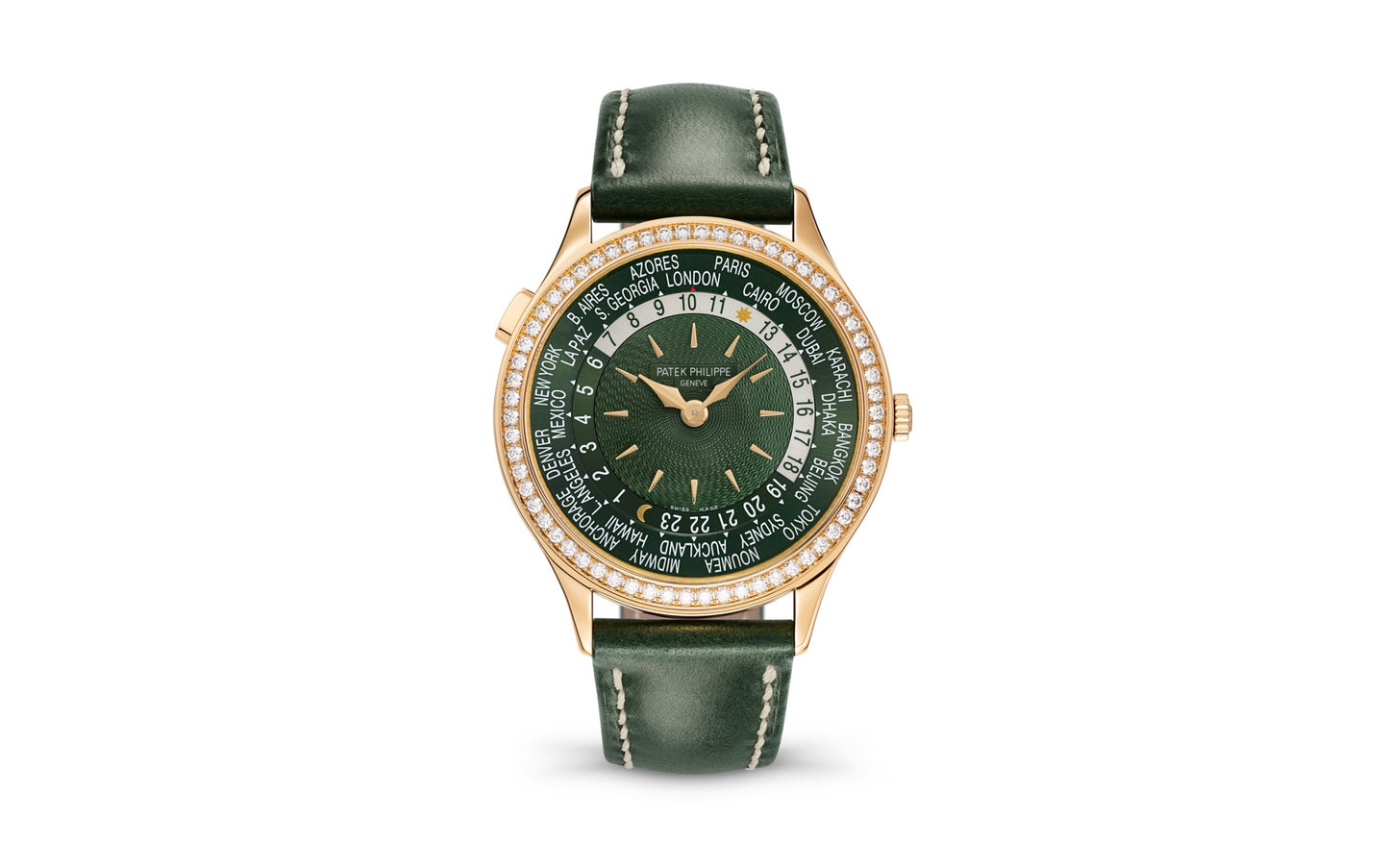 Patek Philippe Women’s Complication World-Time, 18k Rose Gold set with 89 diamonds (~1.03 ct.), 36mm, Ref# 7130R-014, 1