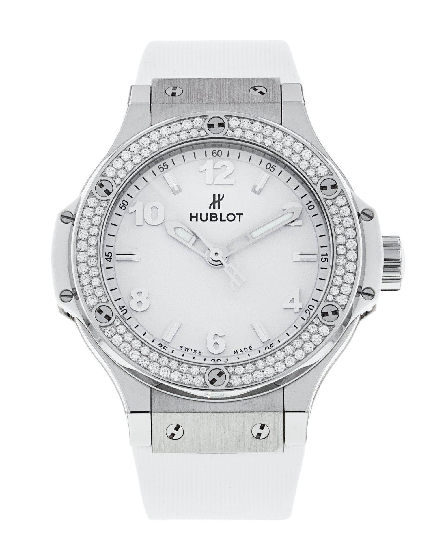 Hublot Big Bang, Steel, White Diamonds, 38mm, Ref# 361.SE.2010.RW.1104, Dial