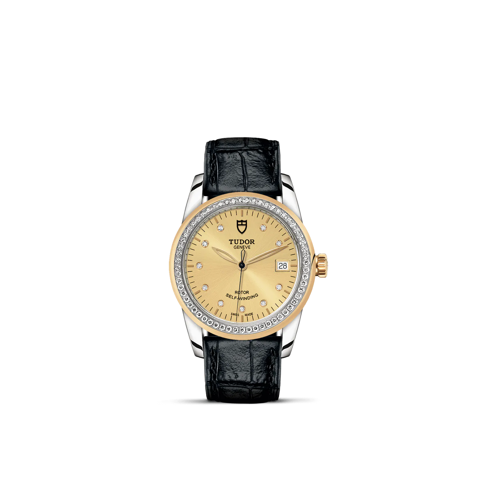 Tudor Glamour Date, Stainless Steel and 18k Yellow Gold with Diamond-set, 36mm, Ref# M55023-0050