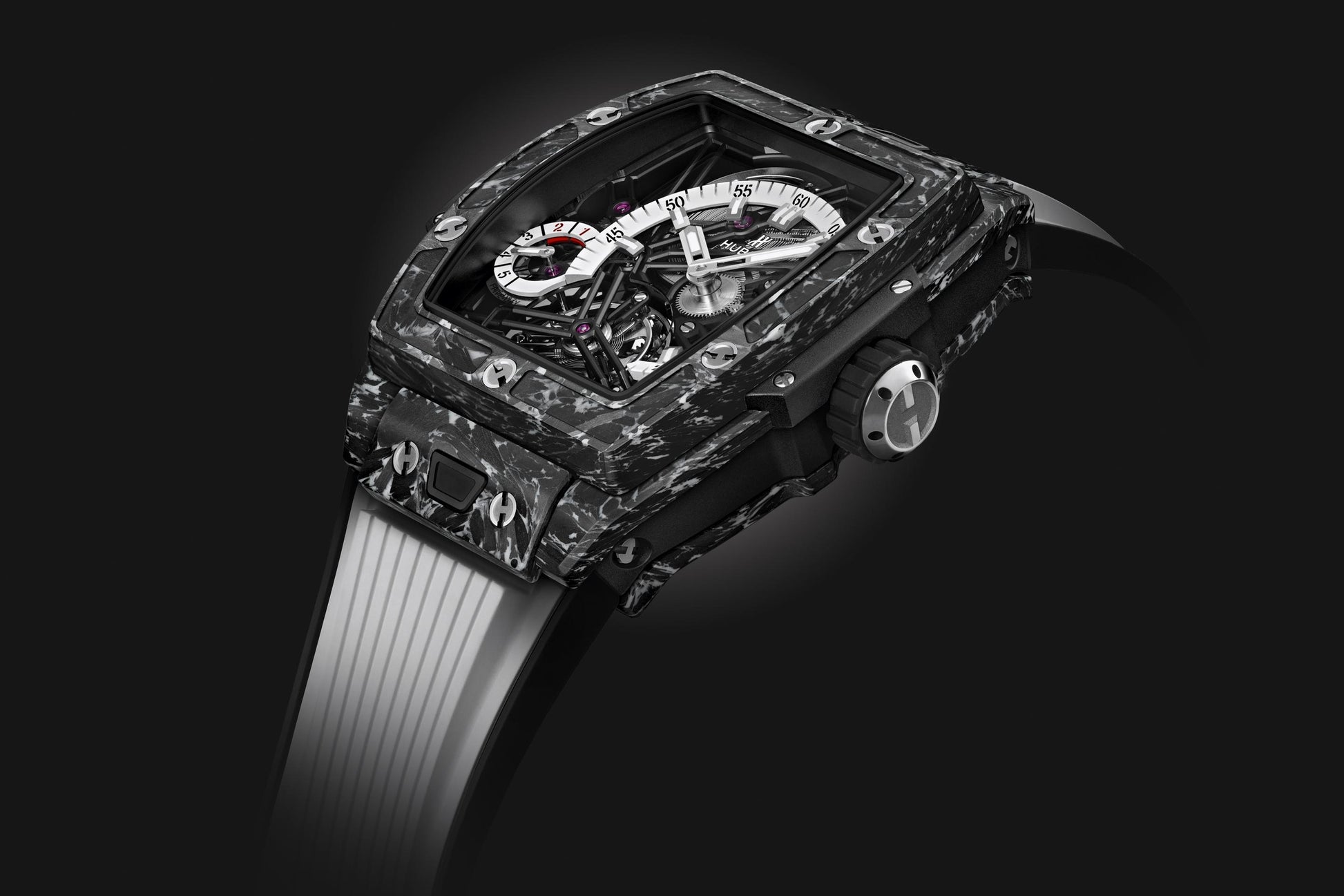 Side Hublot Spirit of Big Bang TOURBILLON CARBON WHITE Ref# 645.QW.2012.RW