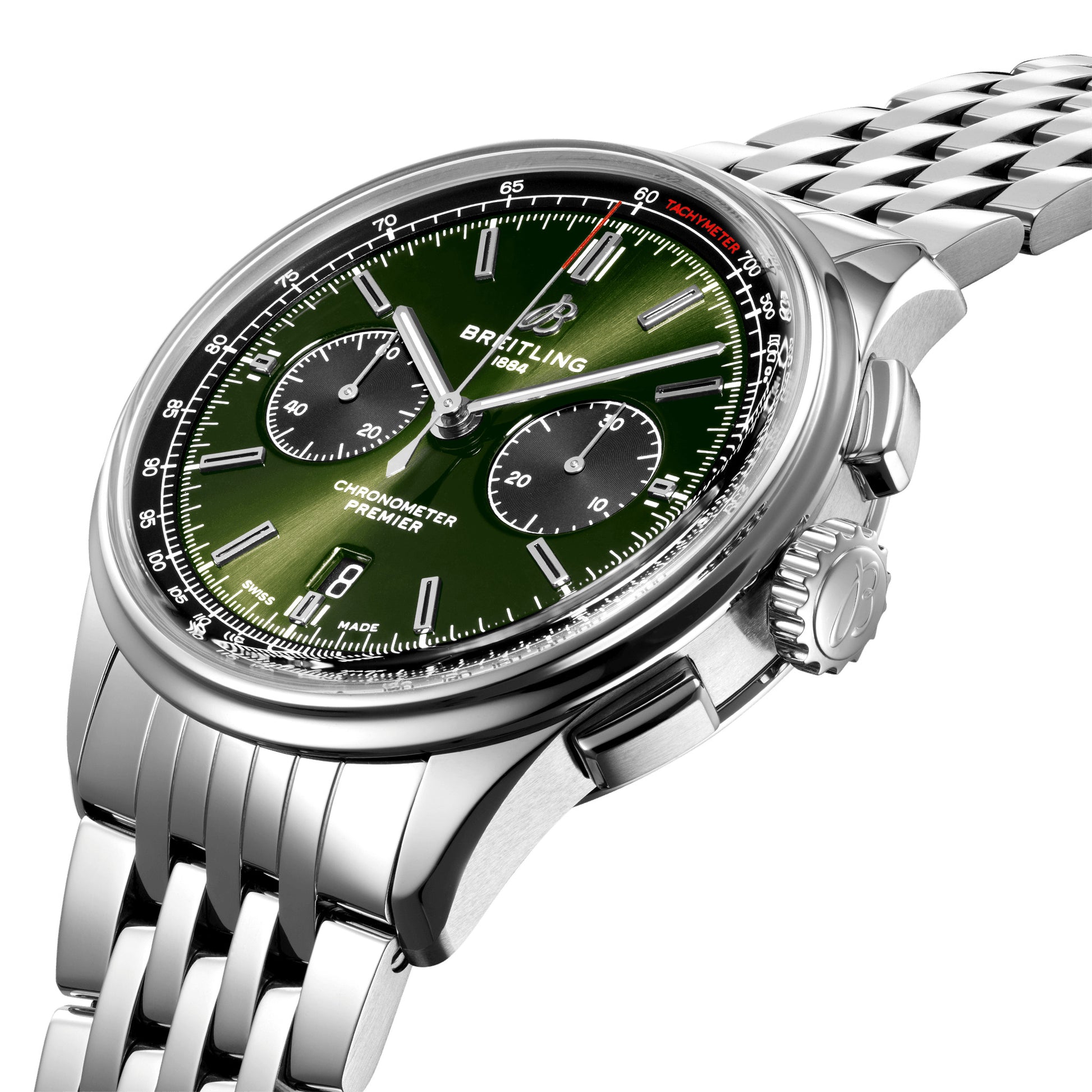 Breitling Premier B01 Chronograph 42 BENTLEY BRITISH RACING GREEN, Ref# AB0118A11L1A1, Right