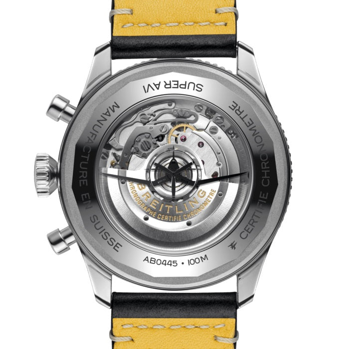 Back Breitling Super AVI B04 Chronograph GMT 46 Tribute To Vought F4U Corsair Ref# AB04451A1C1X1