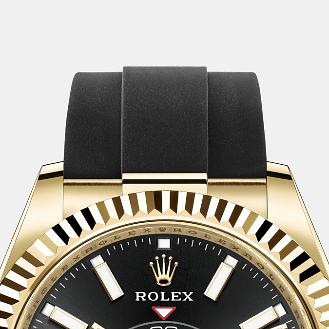 Rolex Sky-Dweller, 18k Yellow Gold, Oysterflex, Ref# 326238-0009, Bezel, bracelet