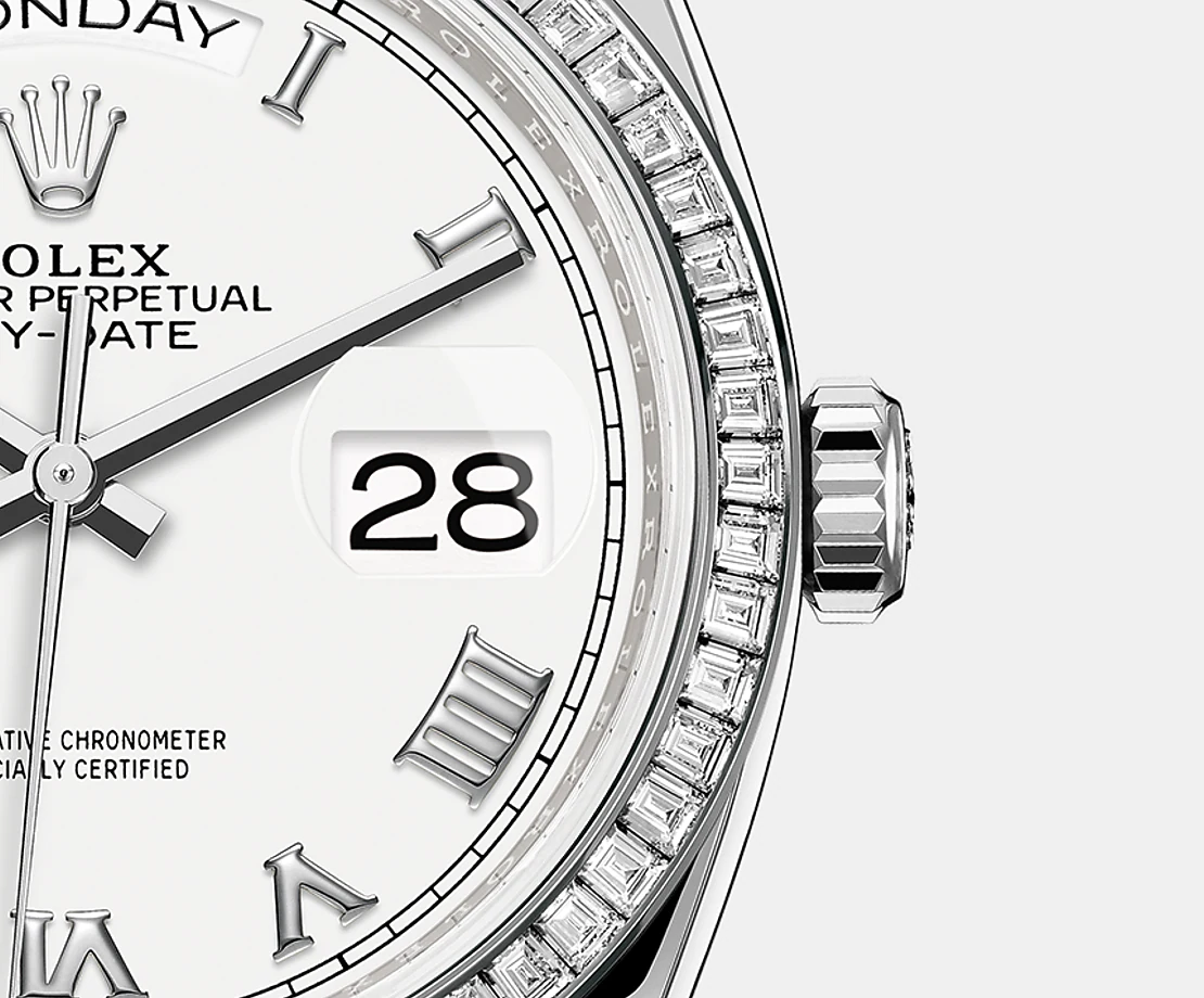 Rolex Day-Date, 36mm, Platinum and Diamonds, Ref# 128396tbr-0010, Date