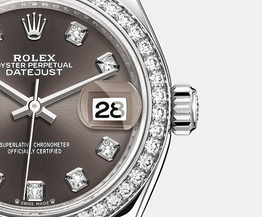 Rolex Lady-Datejust 28, Oystersteel and 18k White Gold, Ref# 279384RBR-0017, Date