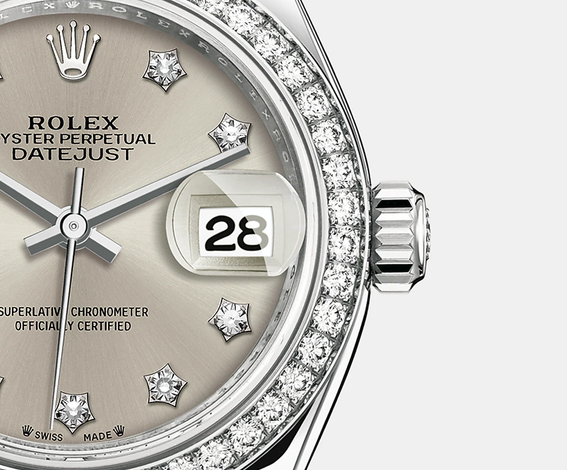 Rolex Lady-Datejust 28, Oystersteel and 18k White Gold, Ref# 279384RBR-0021, Date
