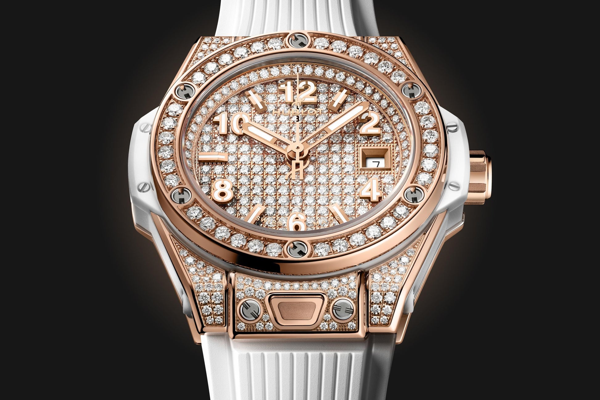 Dial Hublot Big Bang ONE CLICK KING GOLD WHITE FULL PAVÉ Ref# 485.OE.9000.RW.1604