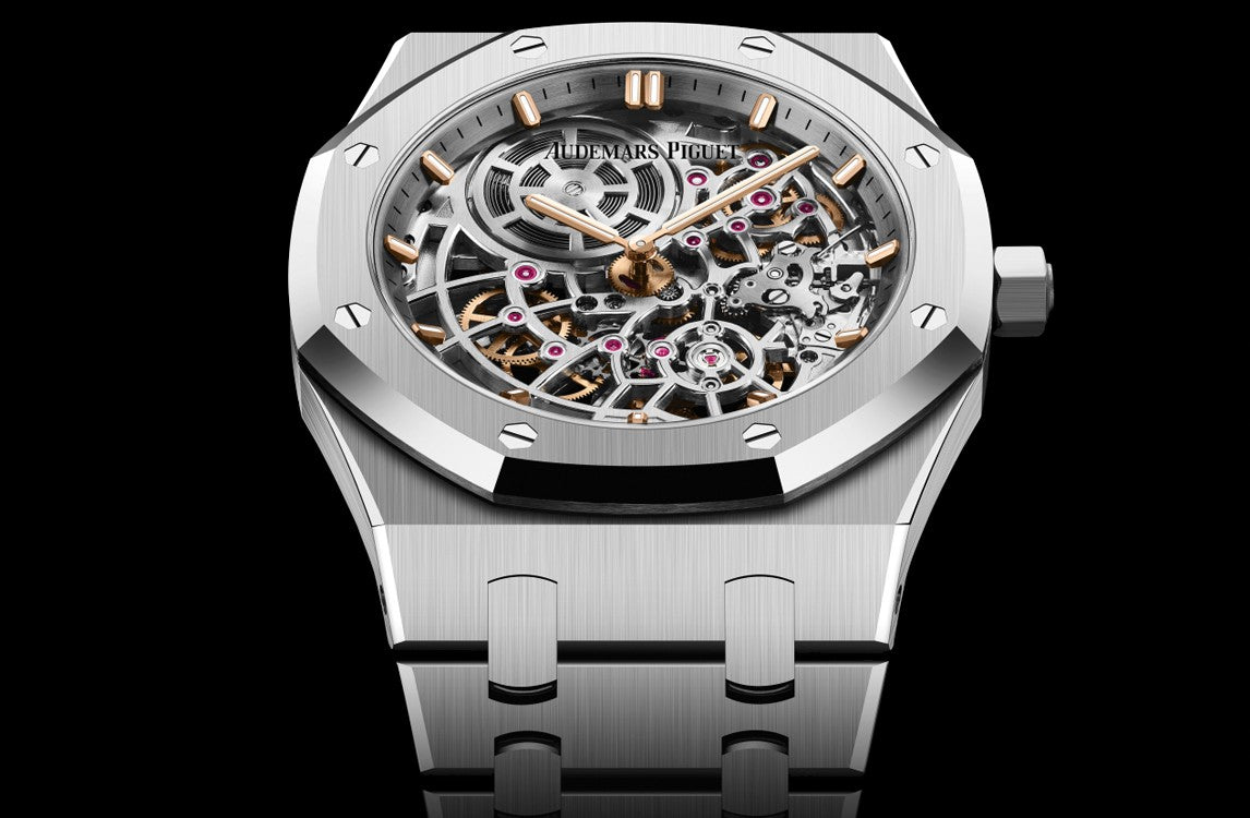 Side Audemars Piguet Royal Oak "JUMBO" EXTRA-THIN OPENWORKED "50TH ANNIVERSARY" Ref# 16204ST.OO.1240ST.01