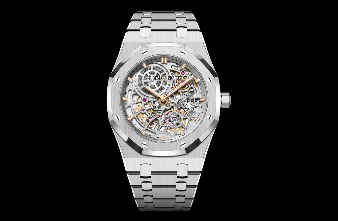 Side Audemars Piguet Royal Oak "JUMBO" EXTRA-THIN OPENWORKED "50TH ANNIVERSARY" Ref# 16204ST.OO.1240ST.01
