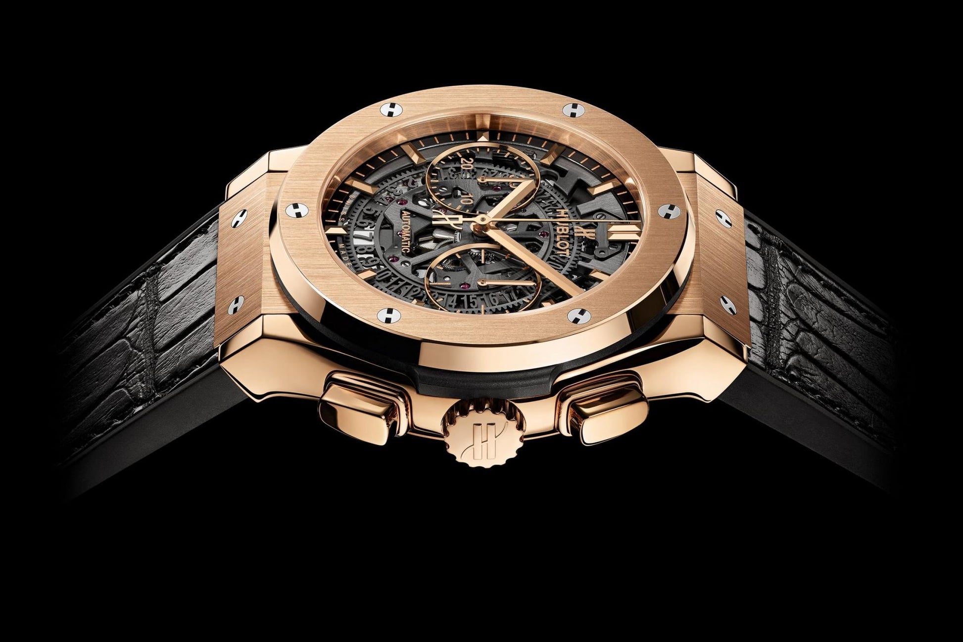 Hublot Classic Fusion Aerofusion King Gold Chronograph 45mm, Ref# 525.OX.0180.LR, Crown and Buttons
