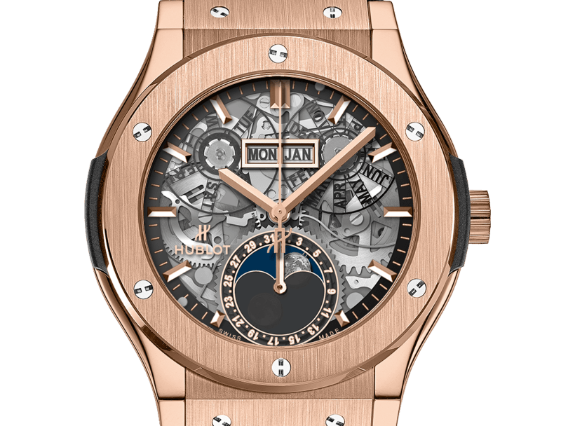 Hublot Classic Fusion Aerofusion Moonphase King Gold 42mm, Ref# 547.OX.0180.LR, Dial