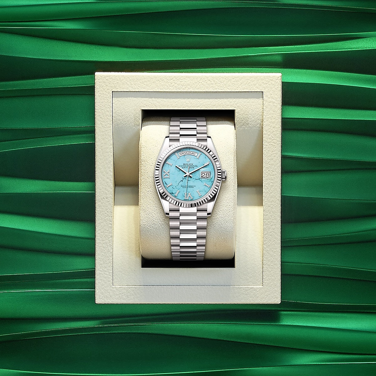 Rolex Day-Date 36, 18k White Gold, 36mm, Ref# 128239-0044, Watch in a box