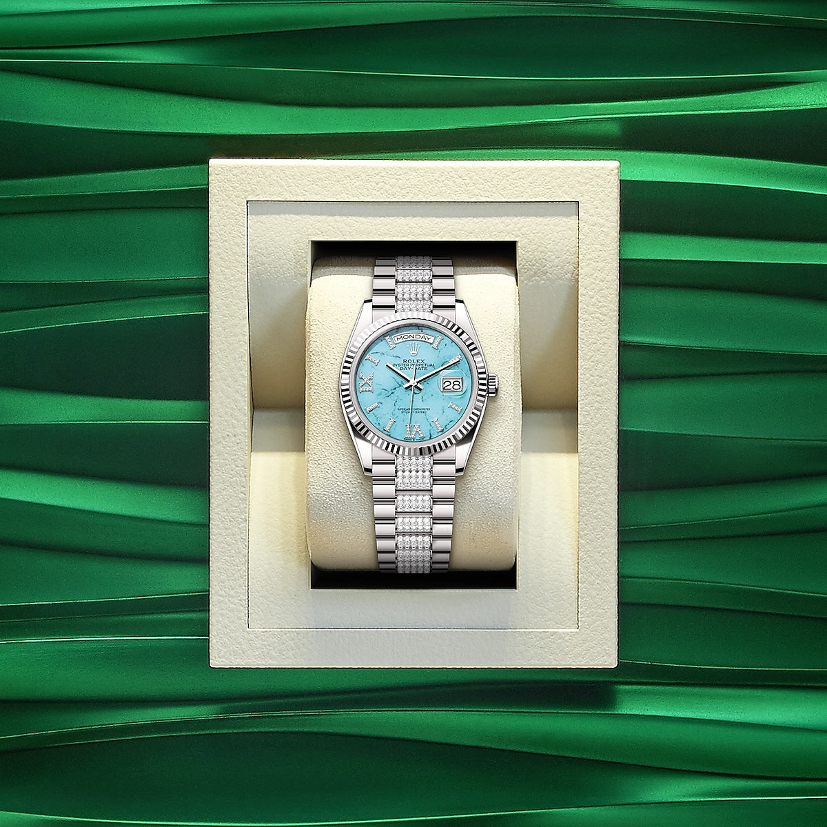Rolex Day-Date 36, 18k White Gold, 36mm, Ref# 128239-0045, Watch in a box
